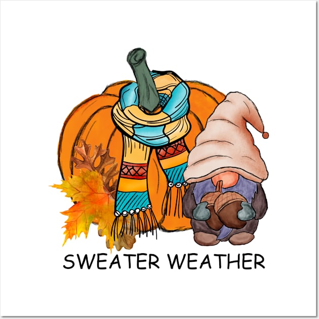 Sweater Weather Pumpkin Gnome Wall Art by little.tunny